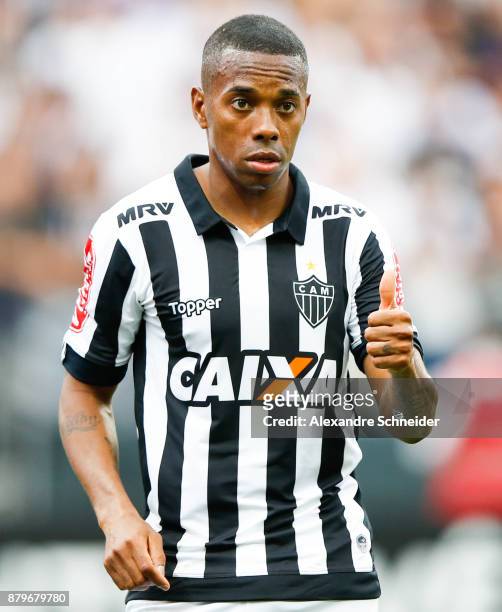 Robinho of Atletico MG in action during the match against Corinthians for the Brasileirao Series A 2017 at Arena Corinthians Stadium on November 26,...