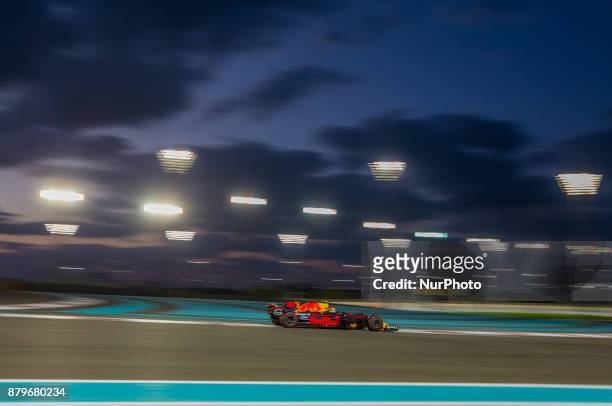 Max Verstappen of Netherland and Red Bull Racing Team driver goes during the race at Formula One Etihad Airways Abu Dhabi Grand Prix on Nov 26, 2017...