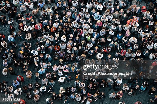 High angle view of a crowded square High angle view of a crowded square