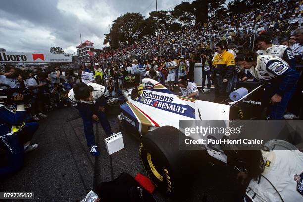 Ayrton Senna, Williams-Renault FW16, Grand Prix of Brazil, Autodromo Jose Carlos Pace, Interlagos, Sao Paolo, 27 March 1994. Ayrton Senna on the...