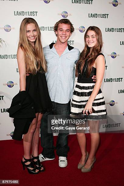 Actress Marnee Kidd, Actor Lincoln Lewis and Actress Charlotte Best arrives at the Australian Premiere for "Land of the Lost" at Greater Union George...