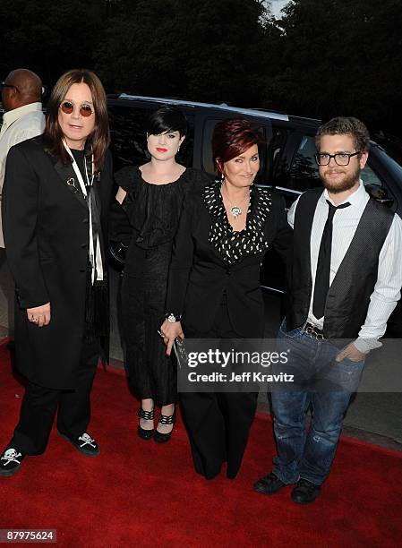 Singer Ozzy Osbourne and TV personalities Kelly Osbourne, Sharon Osbourne, and Jack Osbourne arrives at SPIKE TV's "Scream 2008" Awards held at the...
