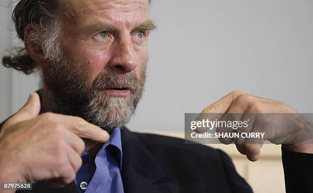 British adventurer Sir Ranulph Fiennes attends a press conference in central London, on May 26, 2009. Fiennes reached the summit of Everest on his...