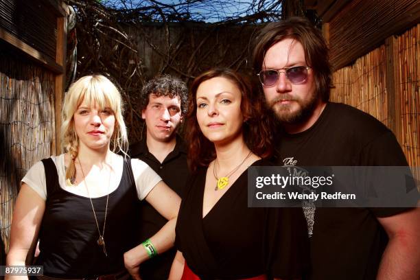 Corrina Repp, Evan Railton, Anita Robinson, Kevin Robinson of Viva Voce pose for a group shot on March 20, 2009 in Austin, TX