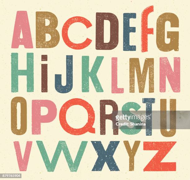 ilustraciones, imágenes clip art, dibujos animados e iconos de stock de alfabeto vintage vector - abecedario