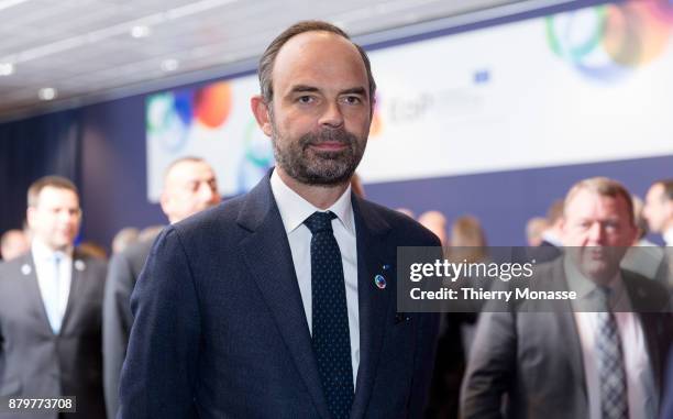French Prime Minister Édouard Philippe is living after a family photo on November 24, 2017 in Brussel, Belgium.