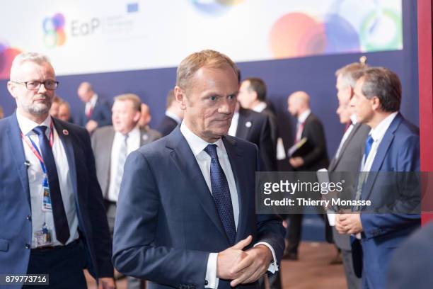 President of the European Council Donald Franciszek Tusk is living after a family photo on November 24, 2017 in Brussel, Belgium.