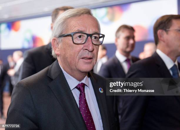 President of the European Commission Jean-Claude Juncker is living after a family photo on November 24, 2017 in Brussel, Belgium.