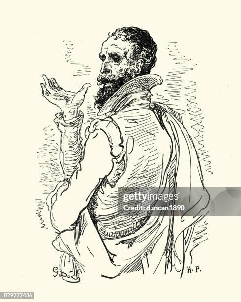 illustrations, cliparts, dessins animés et icônes de don quichotte - gustave-dore-caricatures-gustave-dore