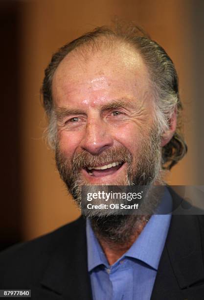 Adventurer Sir Ranulph Fiennes addresses the media during a press conference following his return from his successful ascent of Mount Everest, on May...