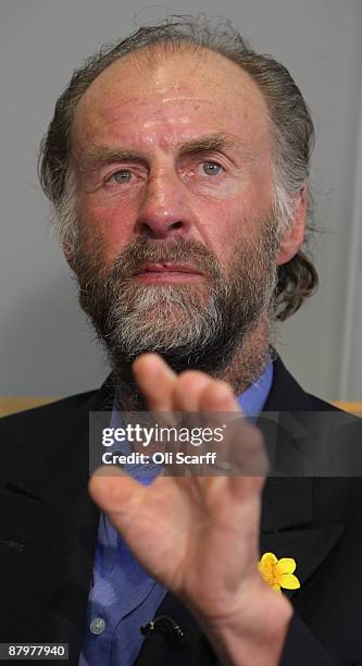 Adventurer Sir Ranulph Fiennes addresses the media during a press conference following his return from his successful ascent of Mount Everest on May...