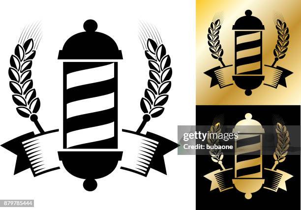 bildbanksillustrationer, clip art samt tecknat material och ikoner med barber shop småföretag store badge. - retail stock illustrations