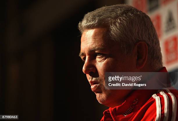 Warren Gatland, the Lions assistant coach faces the press at a media conference held at the Sandton Sun Hotel on May 26, 2009 in Johannesburg, South...