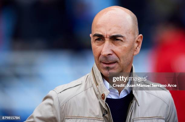 Head coach Francisco Martin Ayestaran of UD Las Palmas looks on prior to the start the La Liga match between Real Sociedad de Futbol and UD Las...