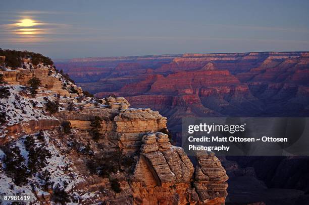 moonset at mather point - mather point stock pictures, royalty-free photos & images