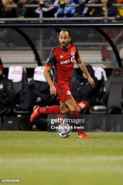 Victor Vazquez of the Toronto FC controls the ball during the match against the Columbus Crew SC at MAPFRE Stadium on November 21, 2017 in Columbus,...