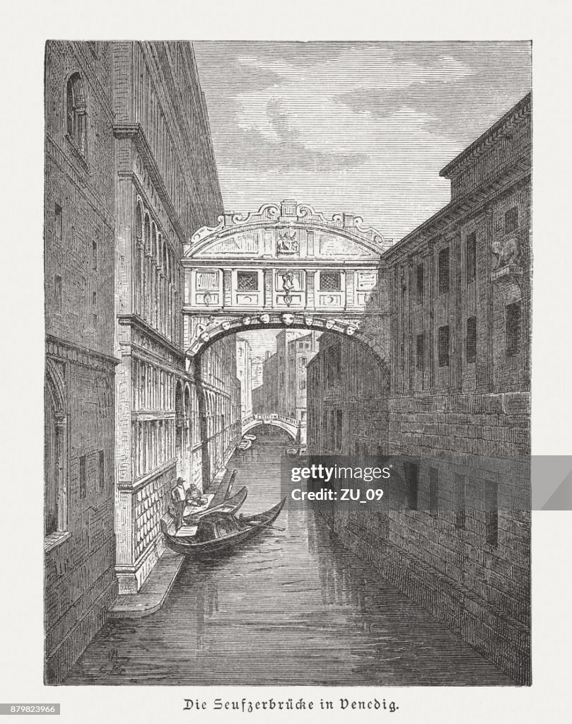 Bridge of Sighs (Ponte dei Sospiri), wood engraving, published 1883