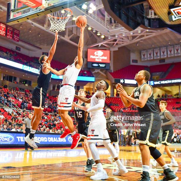 Zhaire Smith of the Texas Tech Red Raiders gets the lay up during the game against the Wofford Terriers on November 22, 2017 at United Supermarkets...