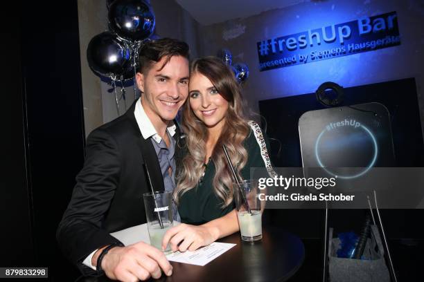 Francois Goeske and his girlfriend Carla Bellgardt during the New Faces Award Style 2017 at "The Grand" hotel on November 15, 2017 in Berlin, Germany.