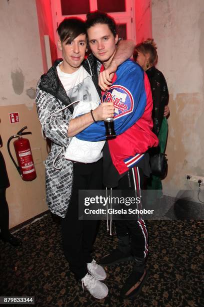 Fashion designer Kilian Kerner and Tilman Poerzgen during the New Faces Award Style 2017 at "The Grand" hotel on November 15, 2017 in Berlin, Germany.