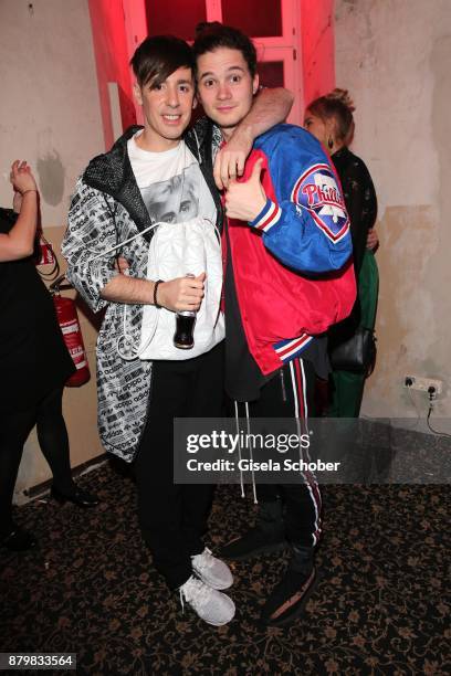 Fashion designer Kilian Kerner and Tilman Poerzgen during the New Faces Award Style 2017 at "The Grand" hotel on November 15, 2017 in Berlin, Germany.