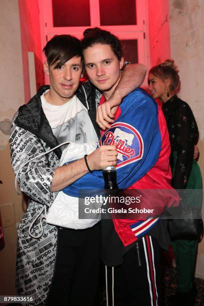 Fashion designer Kilian Kerner and Tilman Poerzgen during the New Faces Award Style 2017 at "The Grand" hotel on November 15, 2017 in Berlin, Germany.