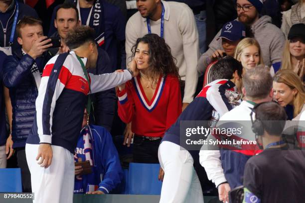 Jo Wilfried Tsonga and his girlfriend Noura El Shwekh celebrate after winning the Davis Cup Final during day 3 of the Davis Cup World Group final...