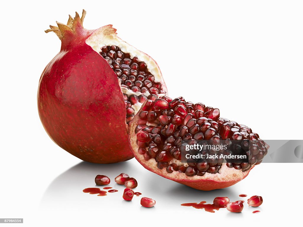 Halved pomegranate