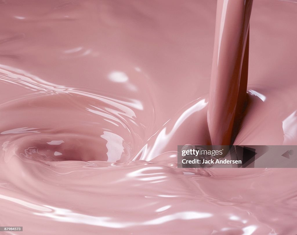 Pink milk pour