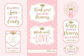 Set of vector vintage frames. Templates gift tags for royal party( wedding, baby and bridal shower, birthday)