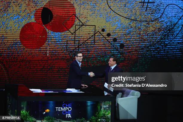 Fabio Fazio and Silvio Berlusconi attend 'Che Tempo Che Fa' Tv Show on November 26, 2017 in Milan, Italy.