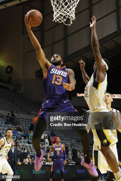Fair ##9 of the Fort Wayne Mad Ants battles Xavier Silas of the Northern Arizona Sunns during their NBDL game at Memorial Coliseum on November 26,...