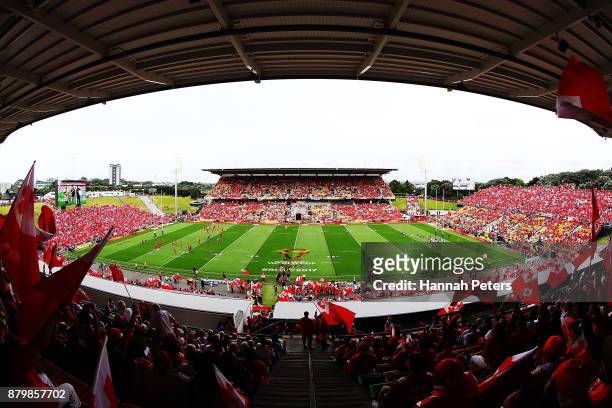 General view during the 2017 Rugby League World Cup Semi Final match between Tonga and England at Mt Smart Stadium on November 25, 2017 in Auckland,...