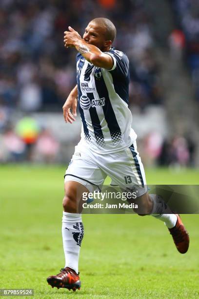 Carlos Sanchez of Monterrey celebrates after scoring the second goal of his team during the quarter finals second leg match between Monterrey and...