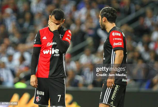 Daniel Arreola of Atlas reacts during the quarter finals second leg match between Monterrey and Atlas as part of the Torneo Apertura 2017 Liga MX at...