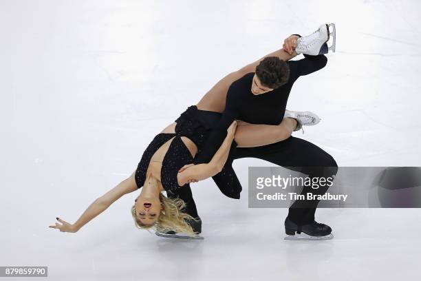 Piper Gilles and Paul Poirier of Canada compete in the Ice Dance Free Dance during day three of 2017 Bridgestone Skate America at Herb Brooks Arena...