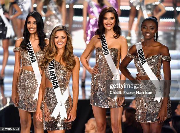 Miss Sri Lanka 2017 Christina Peiris, Miss South Africa 2017 Demi-Leigh Nel-Peters, Miss Thailand 2017 Maria Poonlertlarp, and Miss Ghana 2017 Ruth...