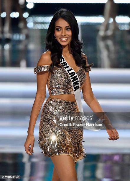 Miss Sri Lanka 2017 Christina Peiris is named a top 16 finalist during the 2017 Miss Universe Pageant at The Axis at Planet Hollywood Resort & Casino...