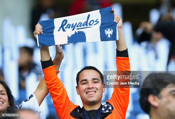 Fan of Monterrey cheers his team during the quarter finals second leg match between Monterrey and Atlas as part of the Torneo Apertura 2017 Liga MX...