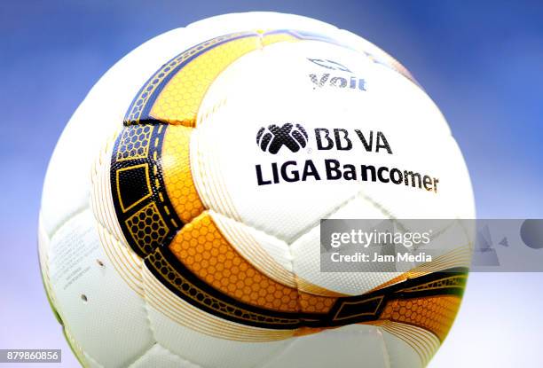 Detail of the official ball during the quarter finals second leg match between Monterrey and Atlas as part of the Torneo Apertura 2017 Liga MX at...