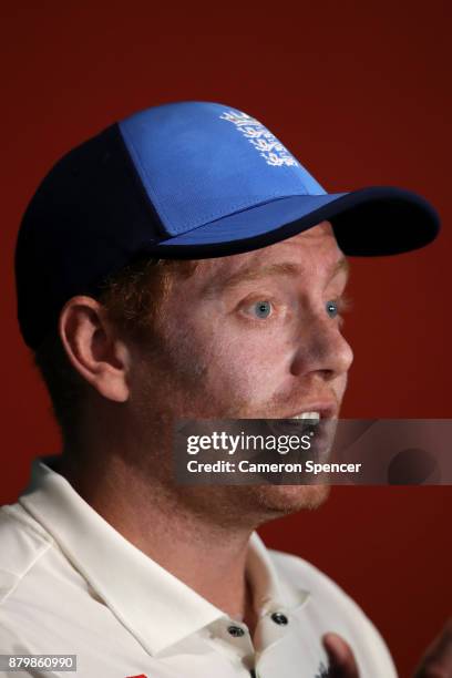 Jonny Bairstow of England talks to media during a press conference following play during day five of the First Test Match of the 2017/18 Ashes Series...