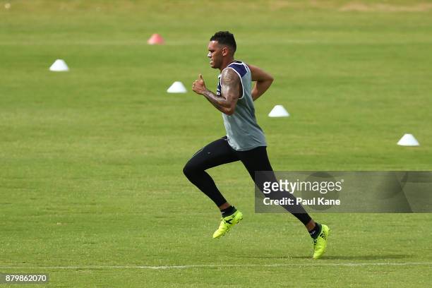 Harley Bennell of the Dockers runs during a Fremantle Dockers AFL pre-season training session at Victor George Kailis Oval on November 27, 2017 in...