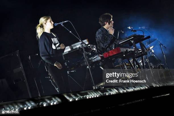 Hannah Reid and Dominic Major of the British band London Grammar perform live on stage during a concert at the Velodrom on November 26, 2017 in...