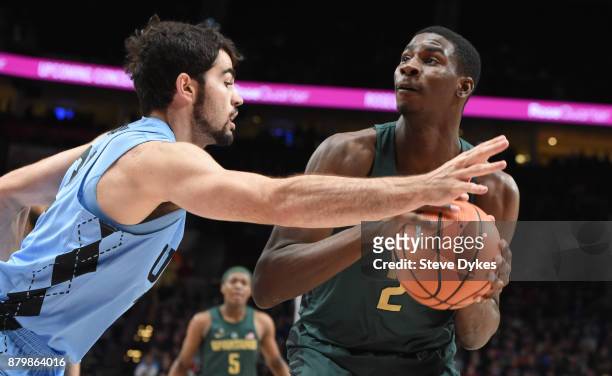 Michigan State Spartans forward Jaren Jackson Jr. #2 goes up for a shot on North Carolina Tar Heels forward Luke Maye in the first half of the game...