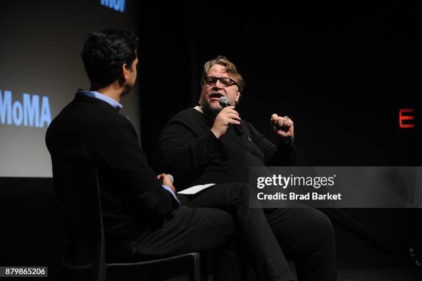 MoMA Chief Curator Of FilmÊ Rajendra Roy and Director Guillermo del Toro attend the MoMA's Contenders Screening of "The Shape of Water" at MOMA on...