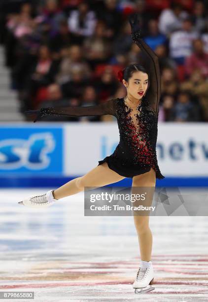 Karen Chen of the United States competes in the Ladies' Free Skate during day three of 2017 Bridgestone Skate America at Herb Brooks Arena on...
