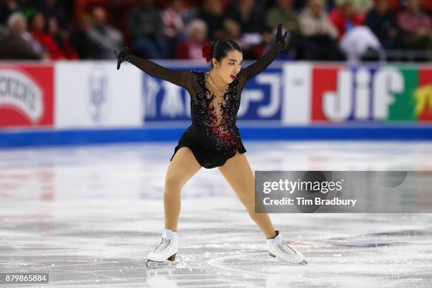 Karen Chen of the United States competes in the Ladies' Free Skate during day three of 2017 Bridgestone Skate America at Herb Brooks Arena on...