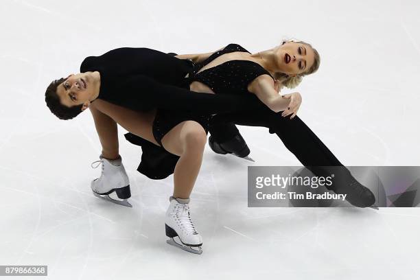 Piper Gilles and Paul Poirier of Canada compete in the Ice Dance Free Dance during day three of 2017 Bridgestone Skate America at Herb Brooks Arena...