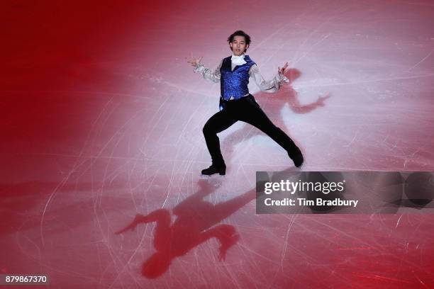 Takahito Mura of Japan performs in the Smucker's Skating Spectacular during day three of 2017 Bridgestone Skate America at Herb Brooks Arena on...