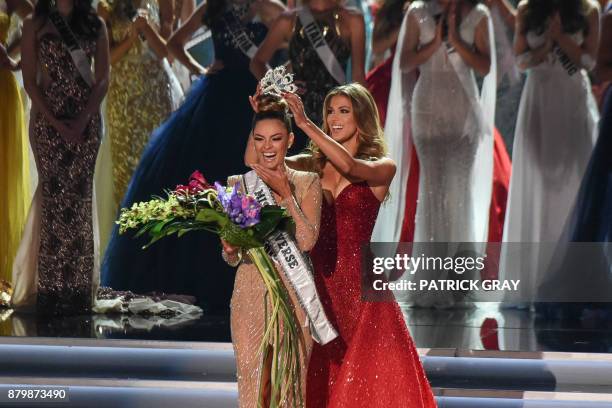 Miss South Africa 2017 Demi-Leigh Nel-Peters reacts as she is crowned new Miss Universe 2017 by Miss Universe 2016 Iris Mittenaere November 26, 2017...